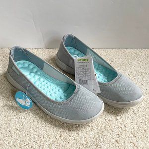 NEW Crocs Reviva Women's Slip-on Flats Gray Blue 7